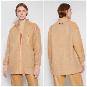 Staud Scrabble Faux Leather Fleece Coat
